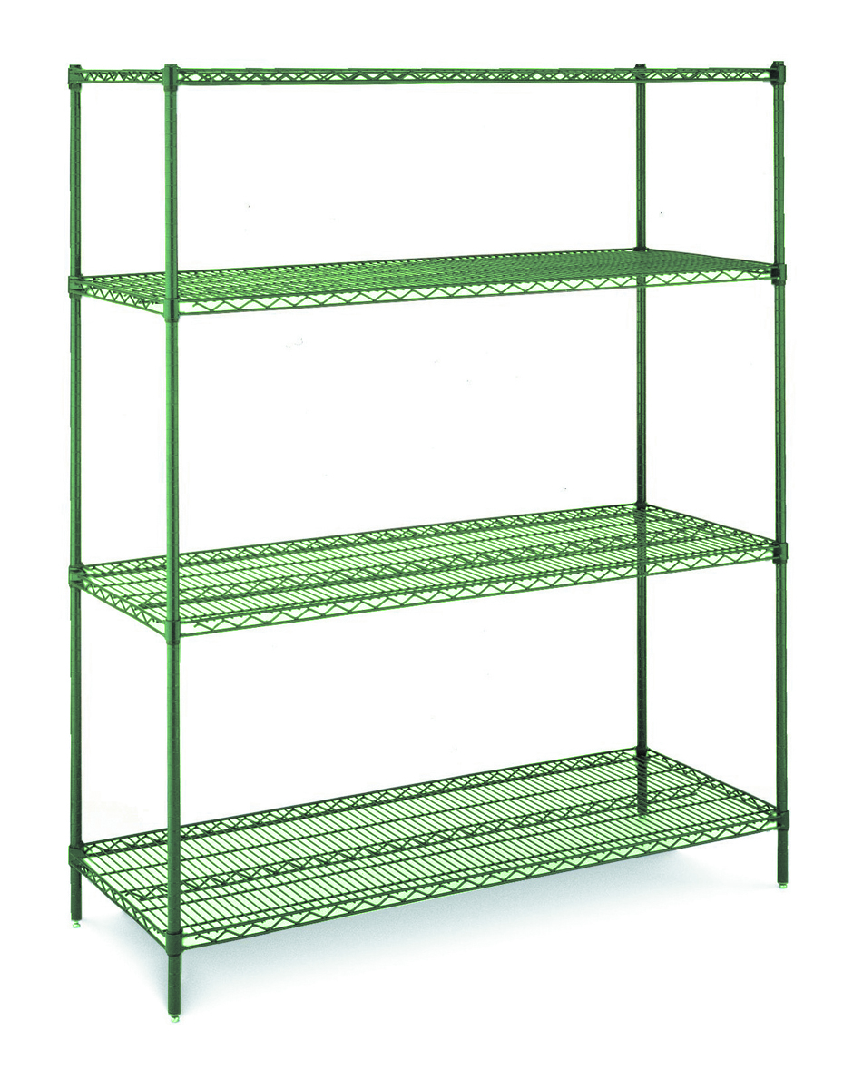 Green Epoxy Covered Wire Shelving Kit, 24"D x 36"W x 74"H