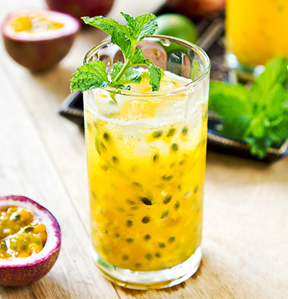 Passion fruit drink with mint