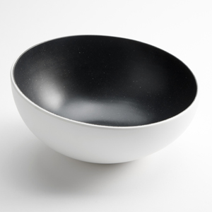 WHITE W/ BLACK SPECKLES ANGLED BOWL, LIFT COLLECTIION