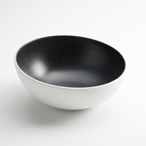 WHITE W/ BLACK SPECKLES ANGLED BOWL, LIFT COLLECTIION