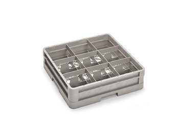 Culinary Essentials Glass Rack, (9) Compartment, Square,  4 13/16"H Inside, Closed Wall Base