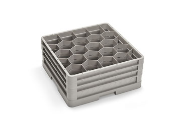 Culinary Essentials Glass Rack, (20) Compartment Cup/Glass, Hexagon, 7 7/8"H Inside, Closed Wall Base
