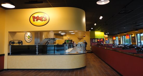 Moe's Southwest Grill kitchen and dining room