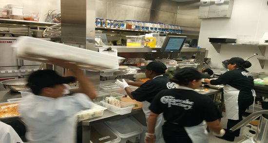 The busy Cheesecake Factory kitchen