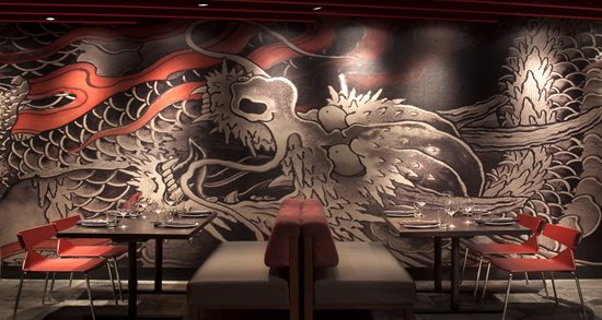 M.Y. China Restaurant dragon wall