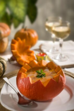 Decorative pumpkin serving bowl