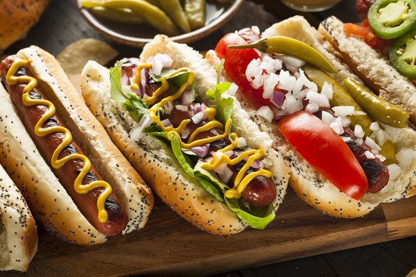 Gourmet Hot Dogs with fresh toppings