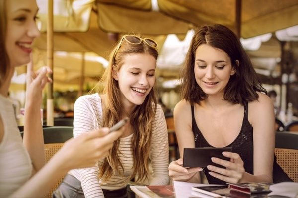 Millennials enjoying technology