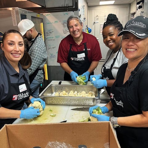 Employees at a volunteer event