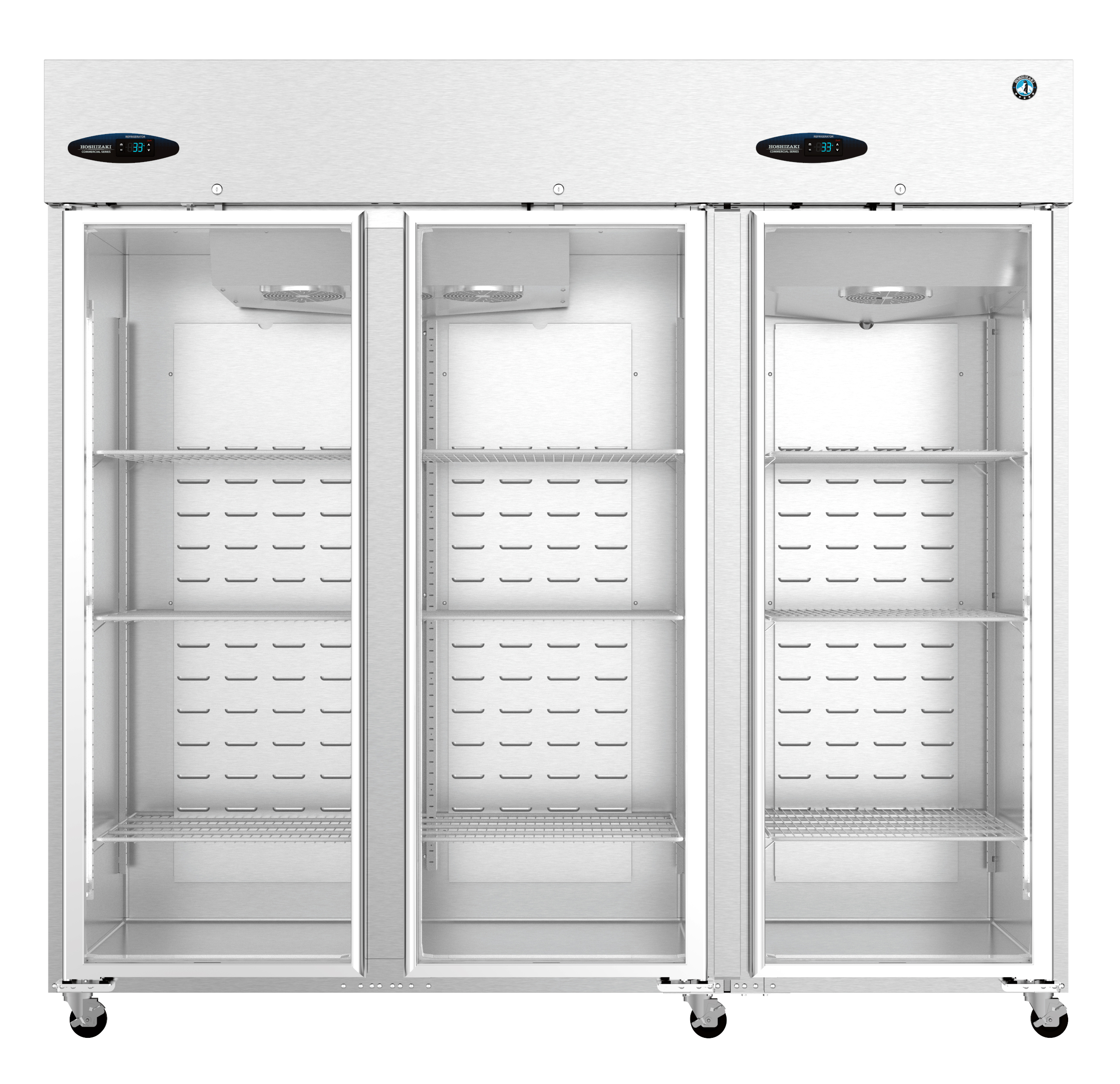CR3S-FGE, Refrigerator, Three Section Upright, Full Glass Doors