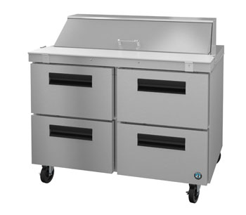 SR48A-12D4, Refrigerator, Two Section Sandwich Prep Table, Stainless Drawers