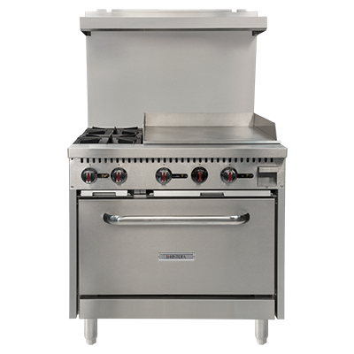 36" Natural Gas Range Oven w/ 2 Burners and Griddle