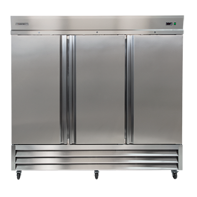 72 cu. ft., Three-Section Bottom Mount Reach-In Refrigerator, w/ Aluminum and Stainless Steel