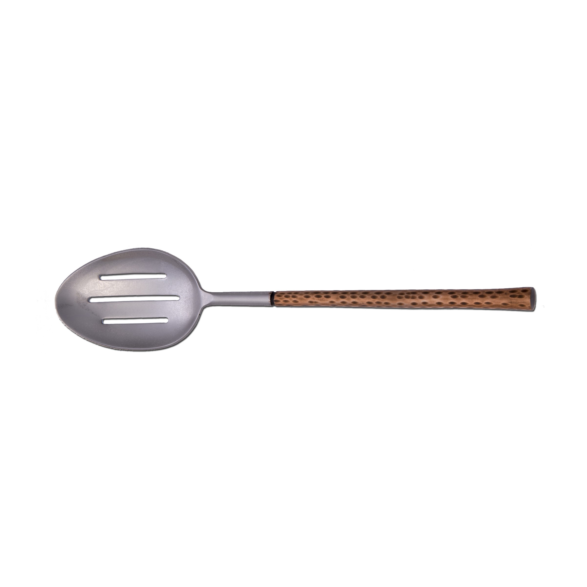 Arcata, Slotted Serving Spoon, Hammered Copper Handle