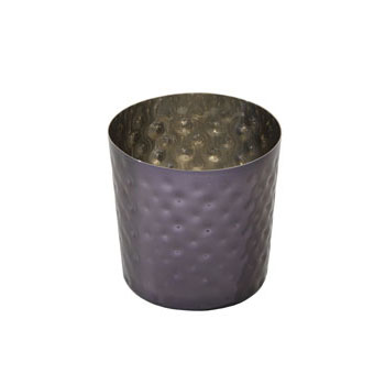 Arcata, French Fry Cup, 10 oz, 3 1/2"H, Hammered S/S, Black Titanium, Mirror Finish