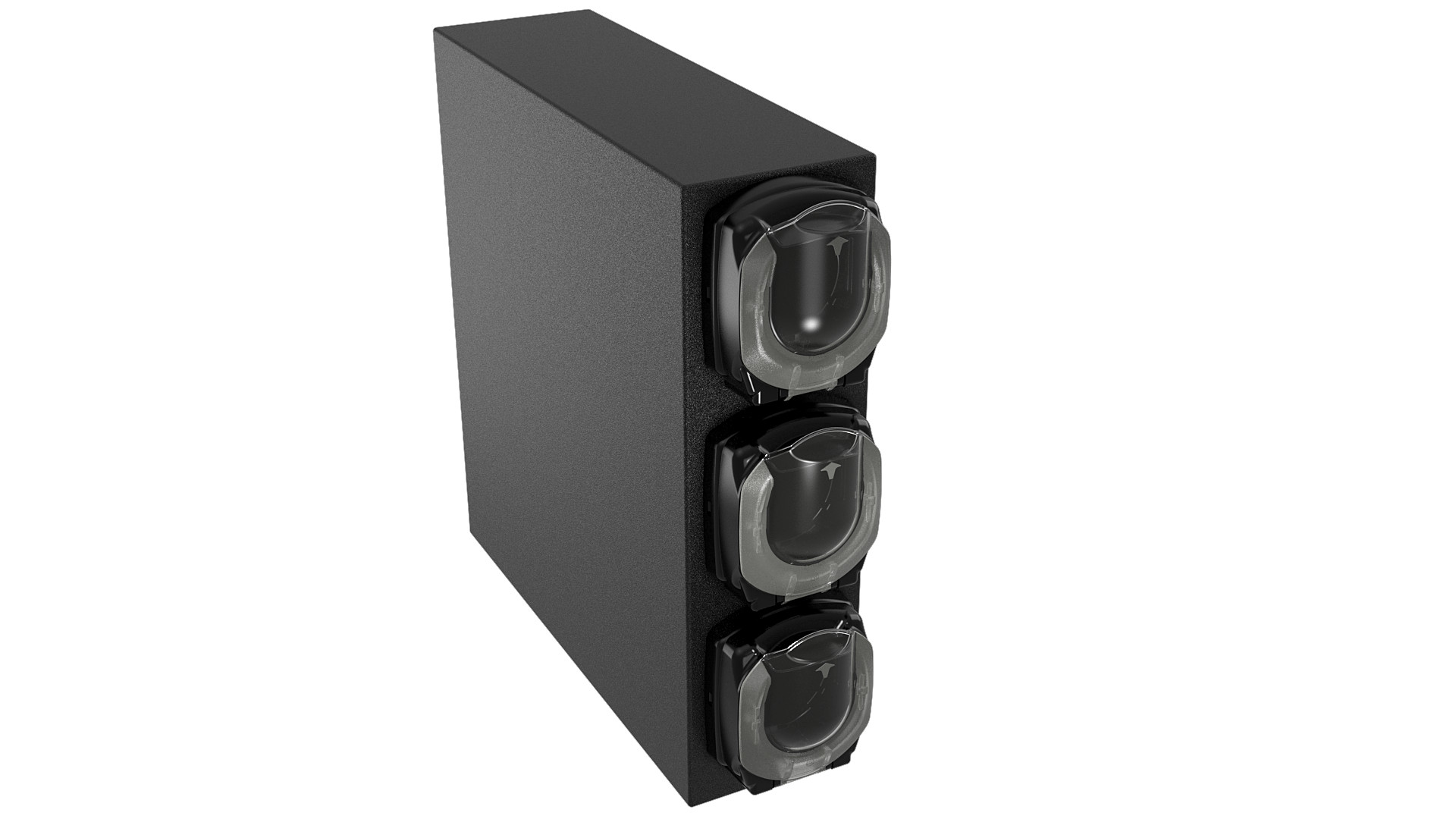 Configurable black ABS plastic dispenser cabinets with LidSaver� 3 Lid Dispenser options